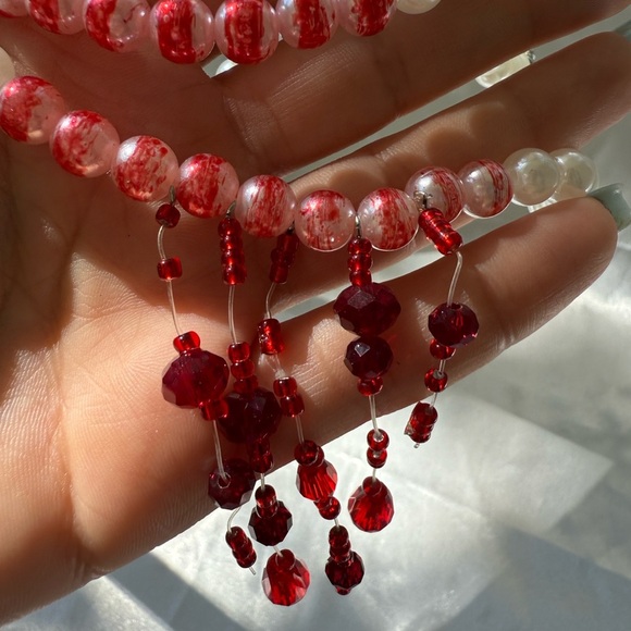 Pearl Scarlet Red Blood Crystal Choker – Queen’s Statement Necklace - Picture 5 of 8